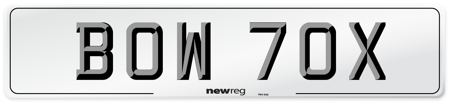 BOW 70X Number Plate from New Reg